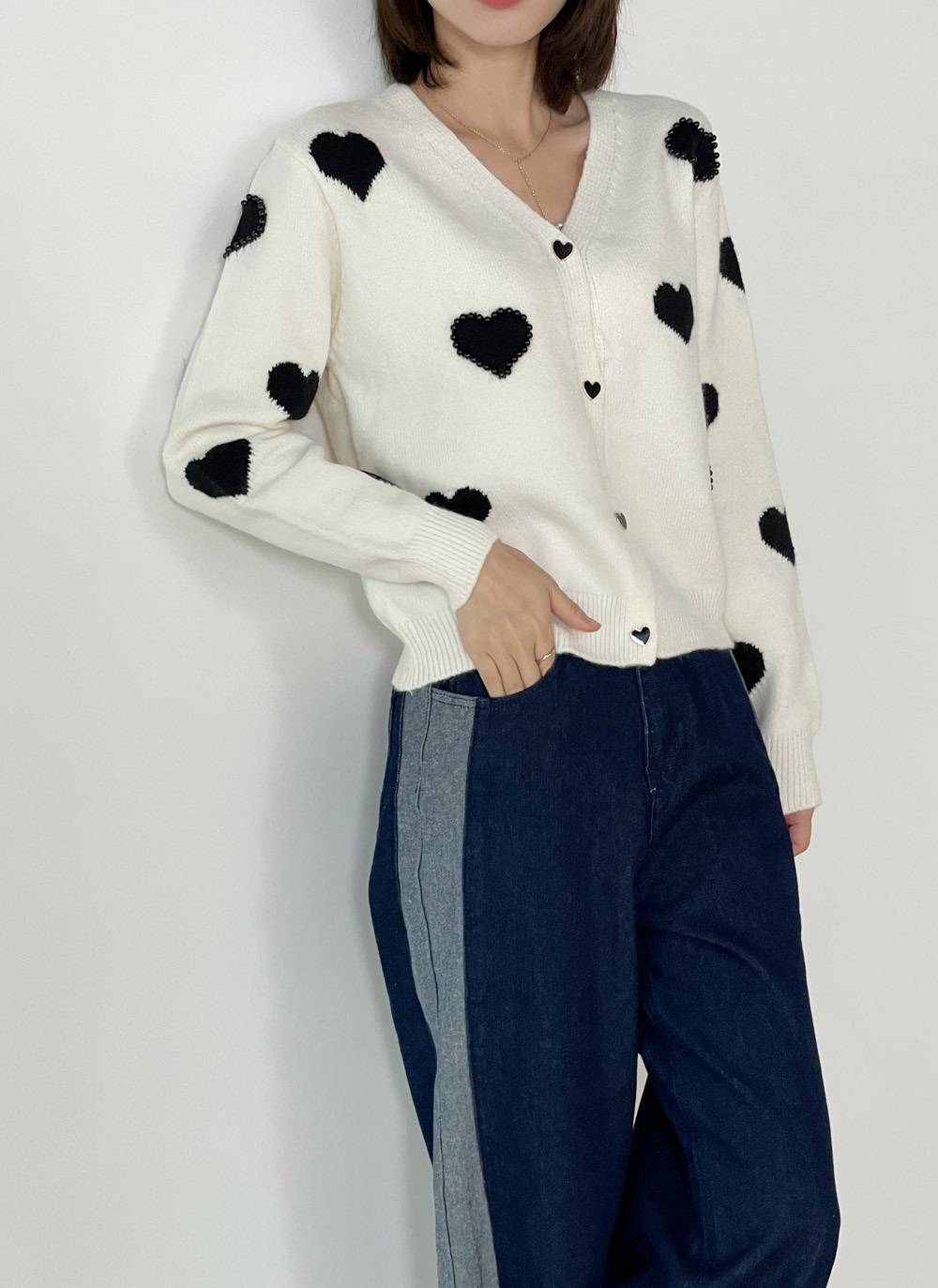 長袖ハートカーディガンニット | 詳細画像3