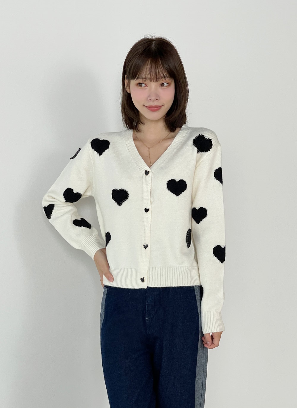 長袖ハートカーディガンニット | 詳細画像4