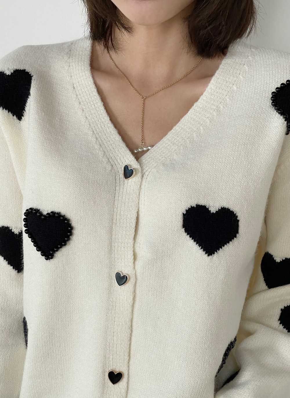 長袖ハートカーディガンニット | 詳細画像5