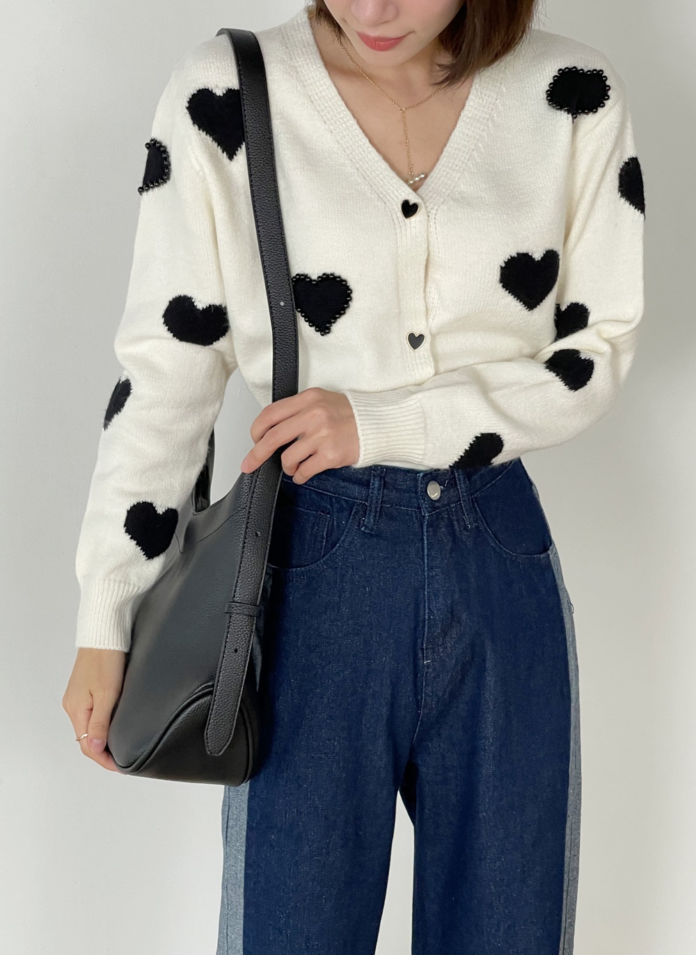 長袖ハートカーディガンニット | 詳細画像7