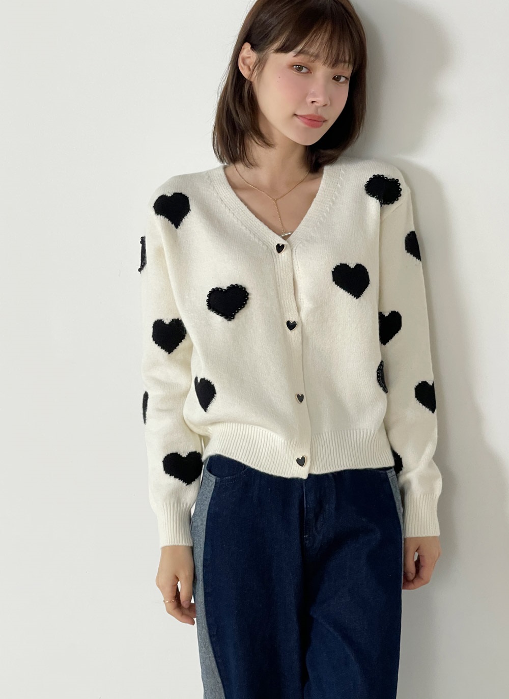 長袖ハートカーディガンニット | 詳細画像8