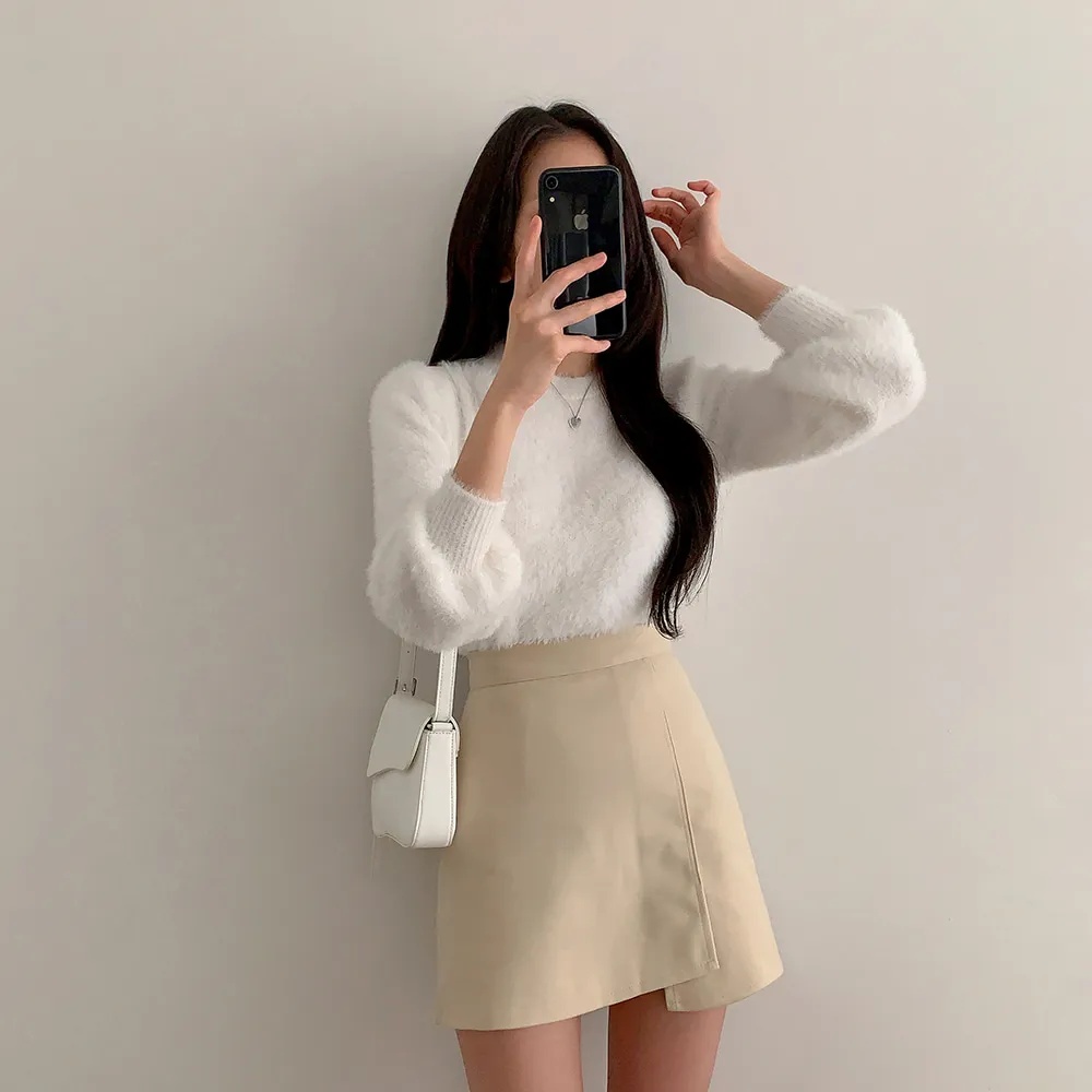 アンゴラ混ラウンドネックベーシック長袖ニット | 詳細画像4