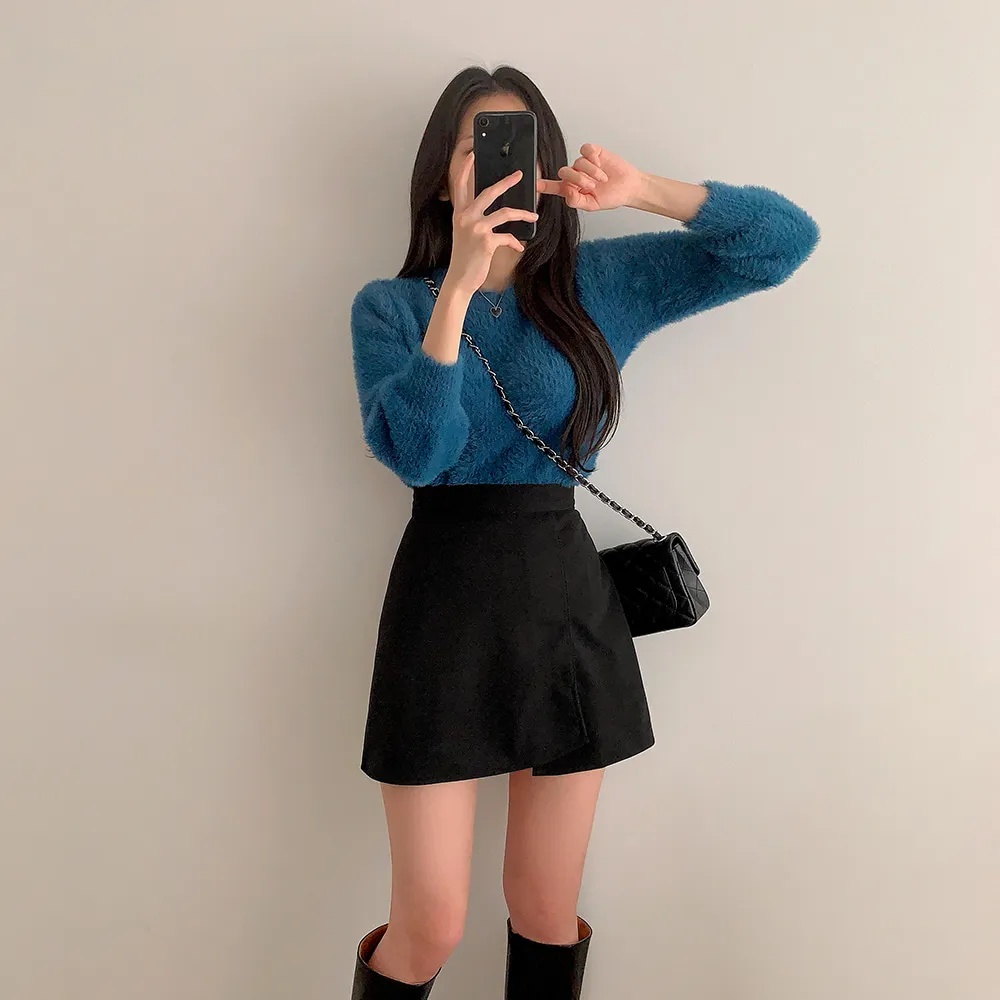 アンゴラ混ラウンドネックベーシック長袖ニット | 詳細画像8