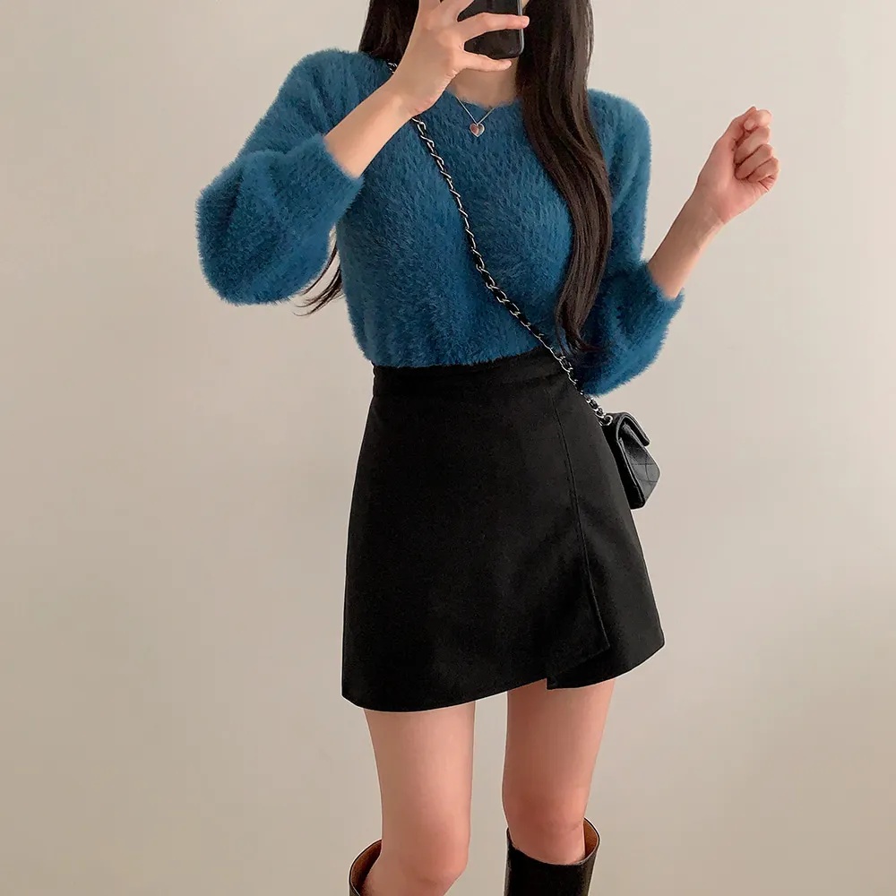 アンゴラ混ラウンドネックベーシック長袖ニット | 詳細画像10