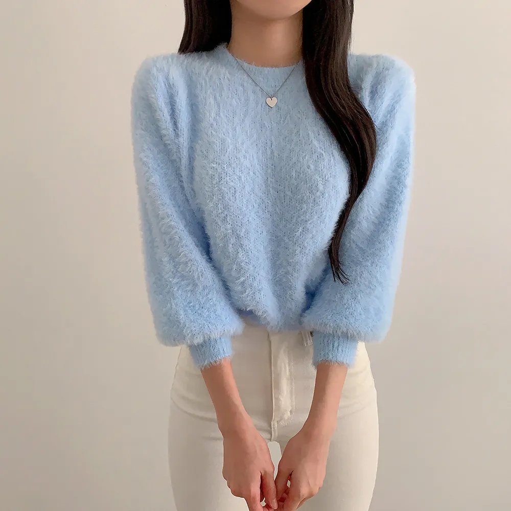 アンゴラ混ラウンドネックベーシック長袖ニット | 詳細画像14