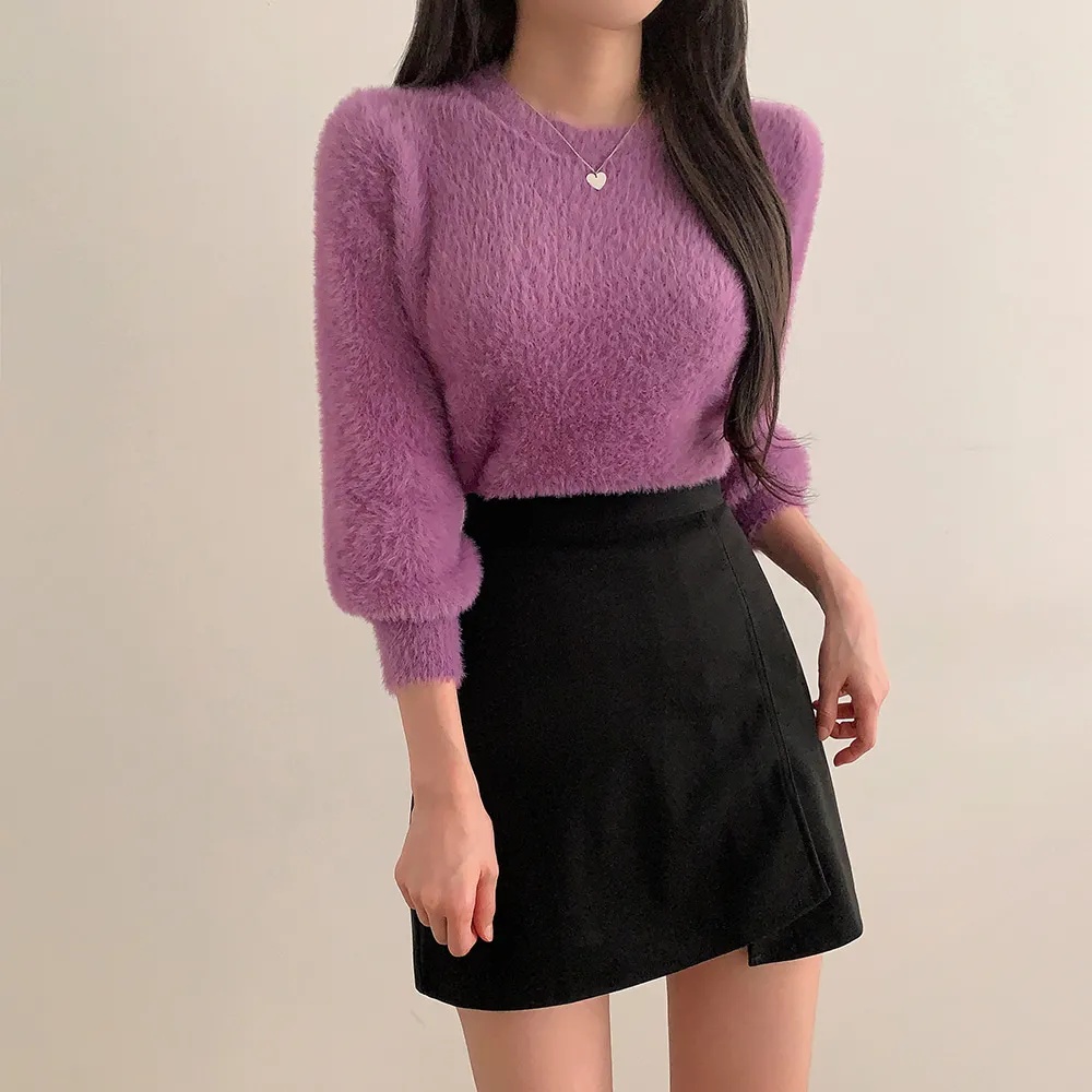 アンゴラ混ラウンドネックベーシック長袖ニット | 詳細画像17