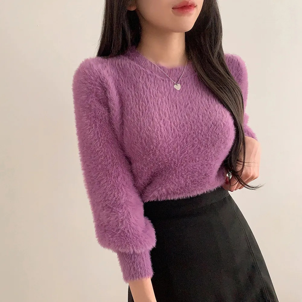 アンゴラ混ラウンドネックベーシック長袖ニット | 詳細画像19