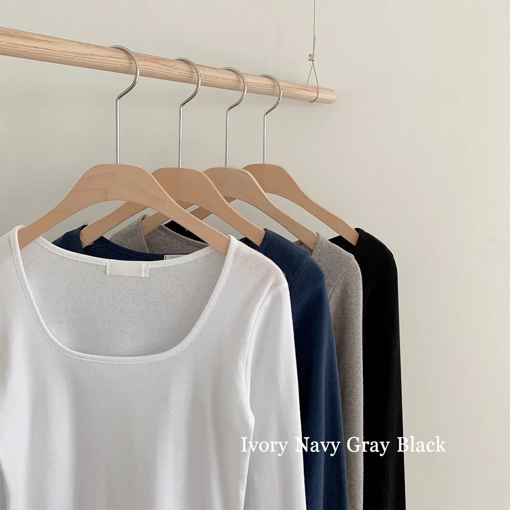 コットンスクエアネックスリム長袖Tシャツ | 詳細画像13