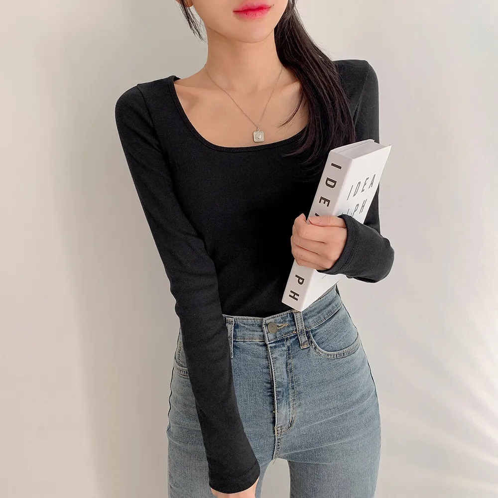 コットンスクエアネックスリム長袖Tシャツ | 詳細画像4