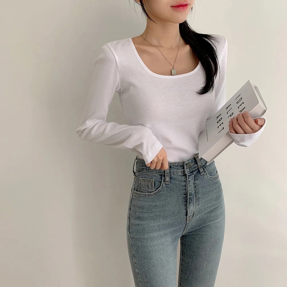 コットンスクエアネックスリム長袖Tシャツ | 詳細画像6