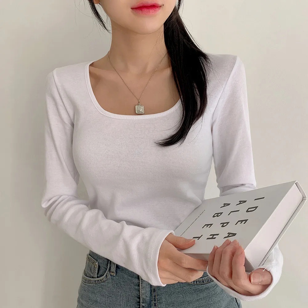 コットンスクエアネックスリム長袖Tシャツ | 詳細画像7