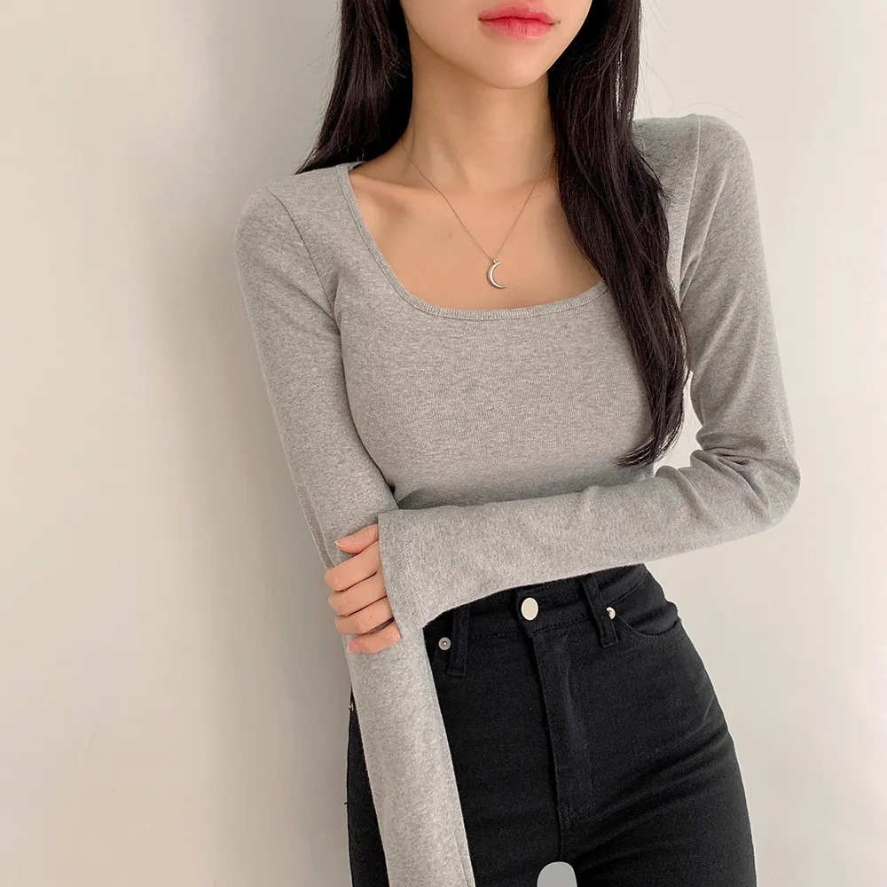 コットンスクエアネックスリム長袖Tシャツ | 詳細画像9