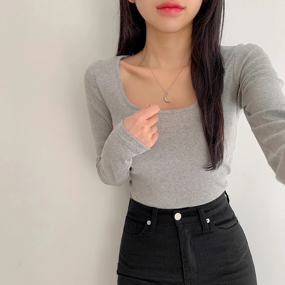 コットンスクエアネックスリム長袖Tシャツ | 詳細画像11