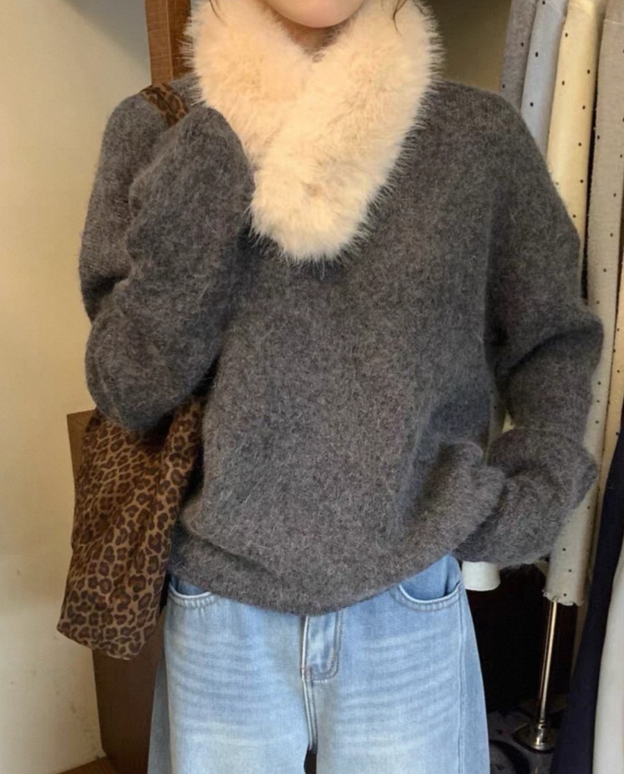 エコファーラウンドネックベーシック長袖ニットファーセット | 詳細画像4