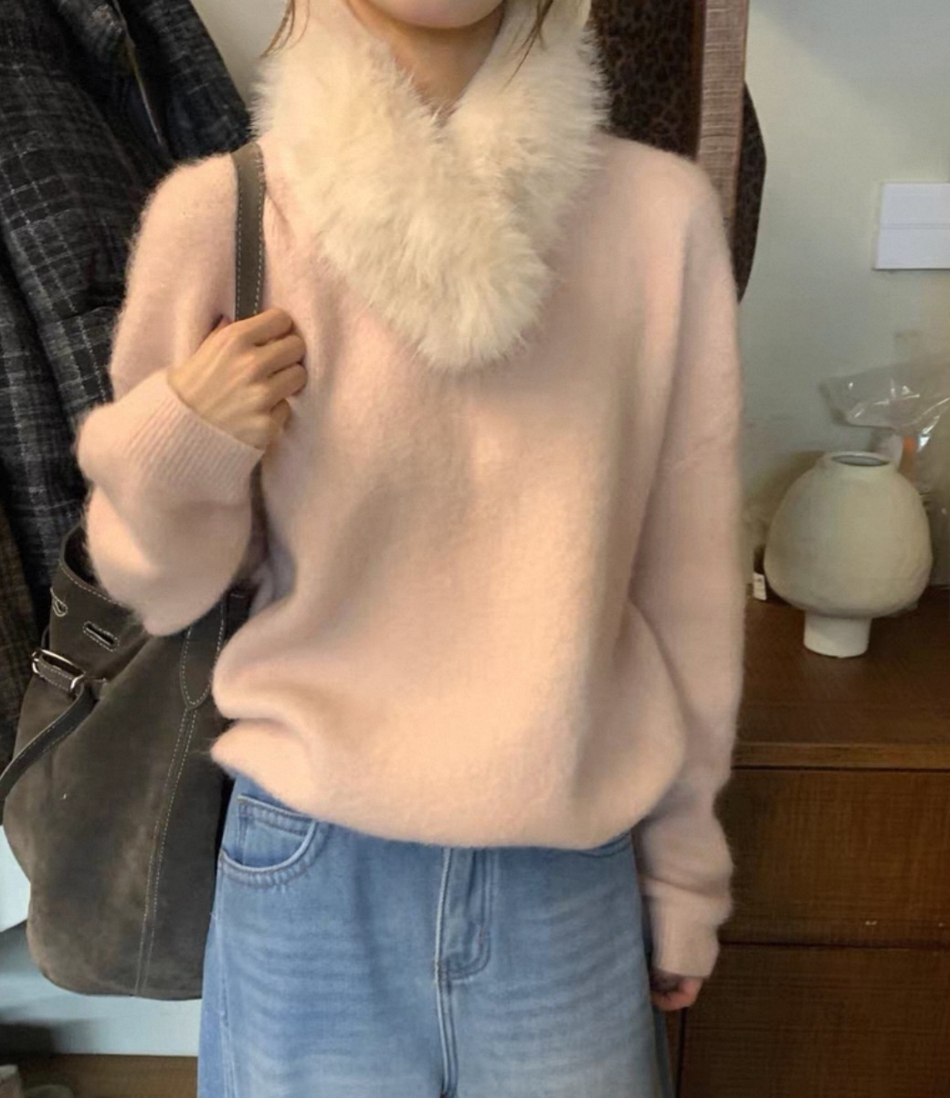 エコファーラウンドネックベーシック長袖ニットファーセット | 詳細画像6