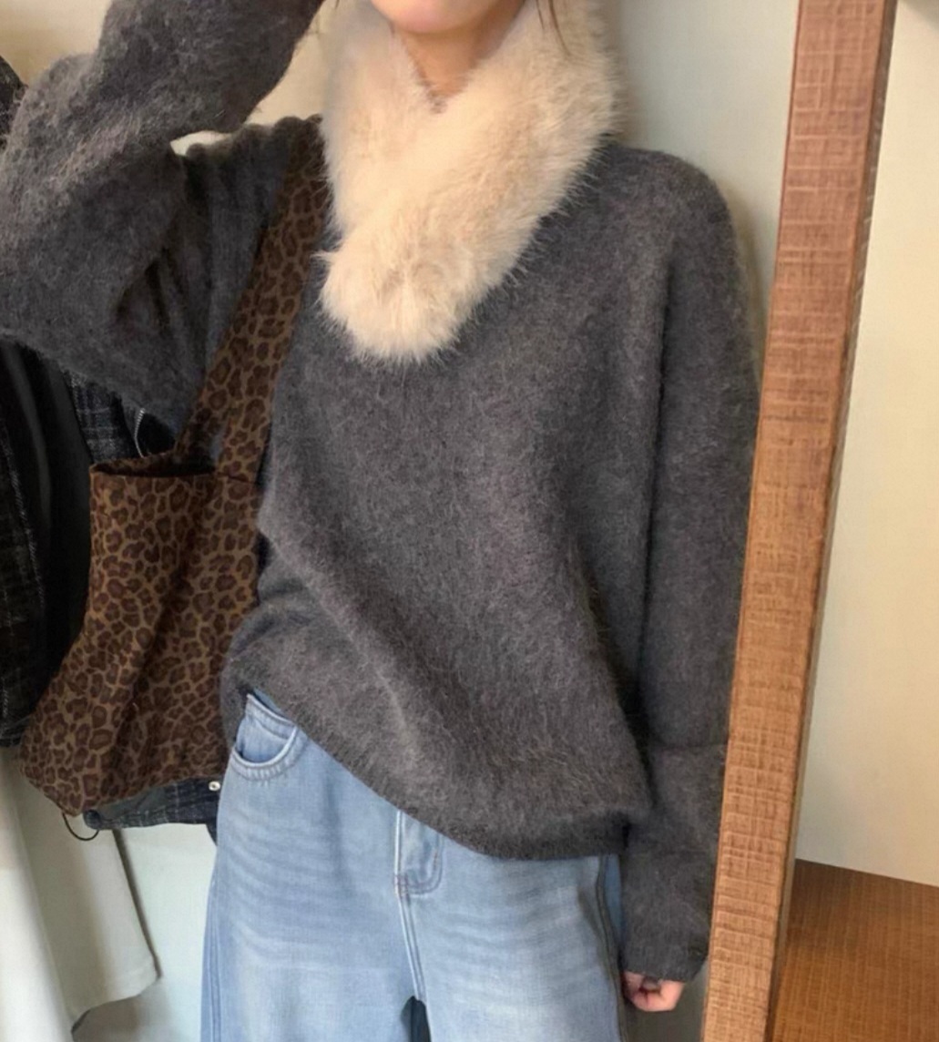 エコファーラウンドネックベーシック長袖ニットファーセット | 詳細画像7