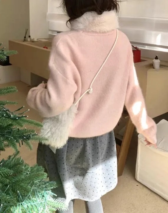 エコファーラウンドネックベーシック長袖ニットファーセット | 詳細画像13