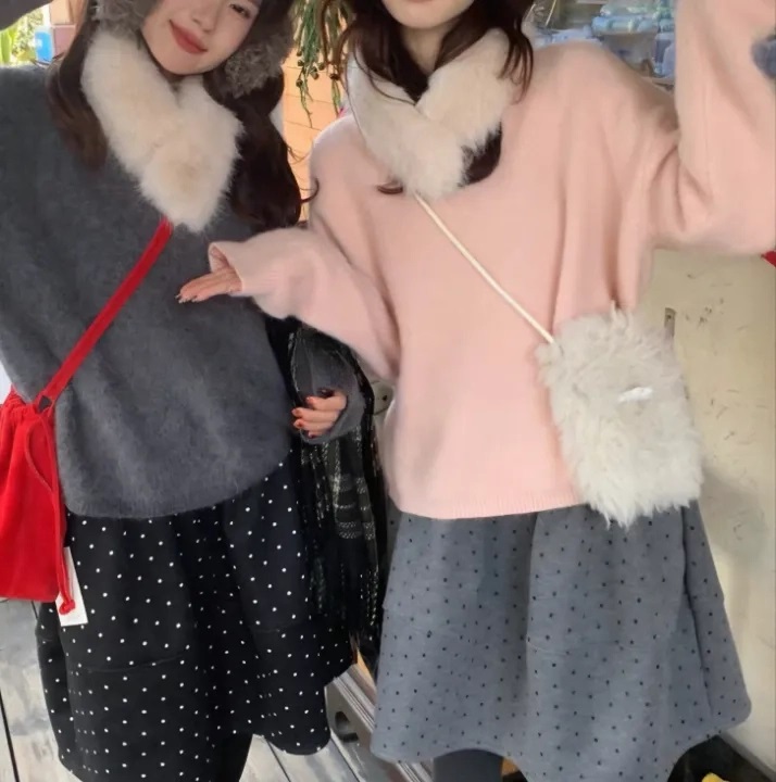 エコファーラウンドネックベーシック長袖ニットファーセット | 詳細画像14