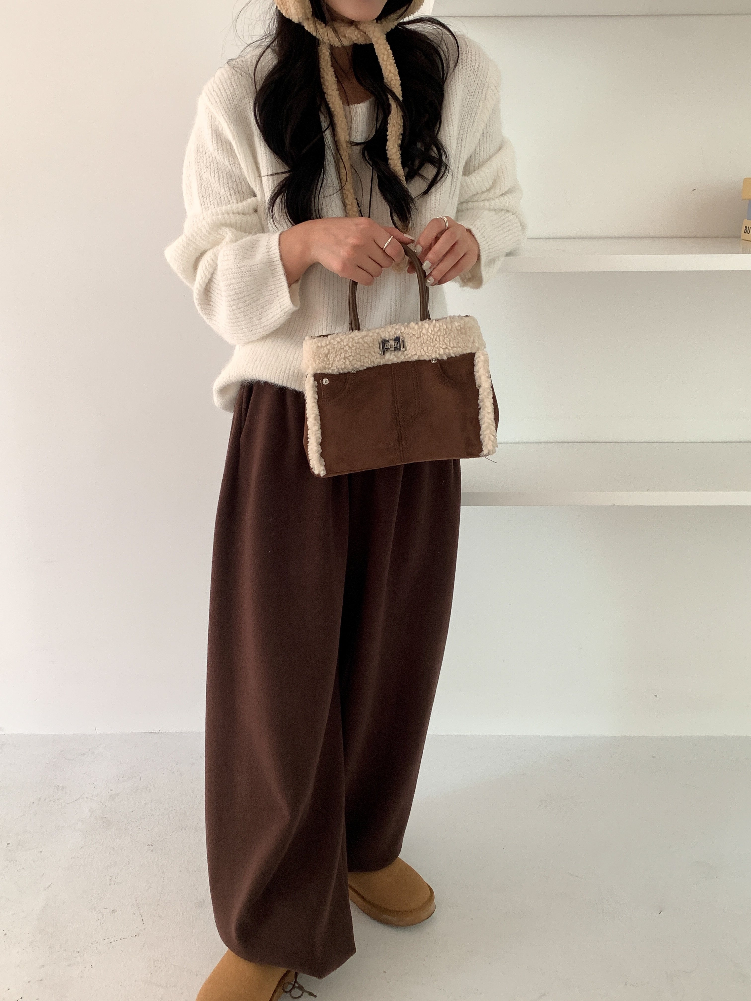 ボアレザー調コンビショルダーバッグトートバッグ2WAYストラップ付 | 詳細画像2