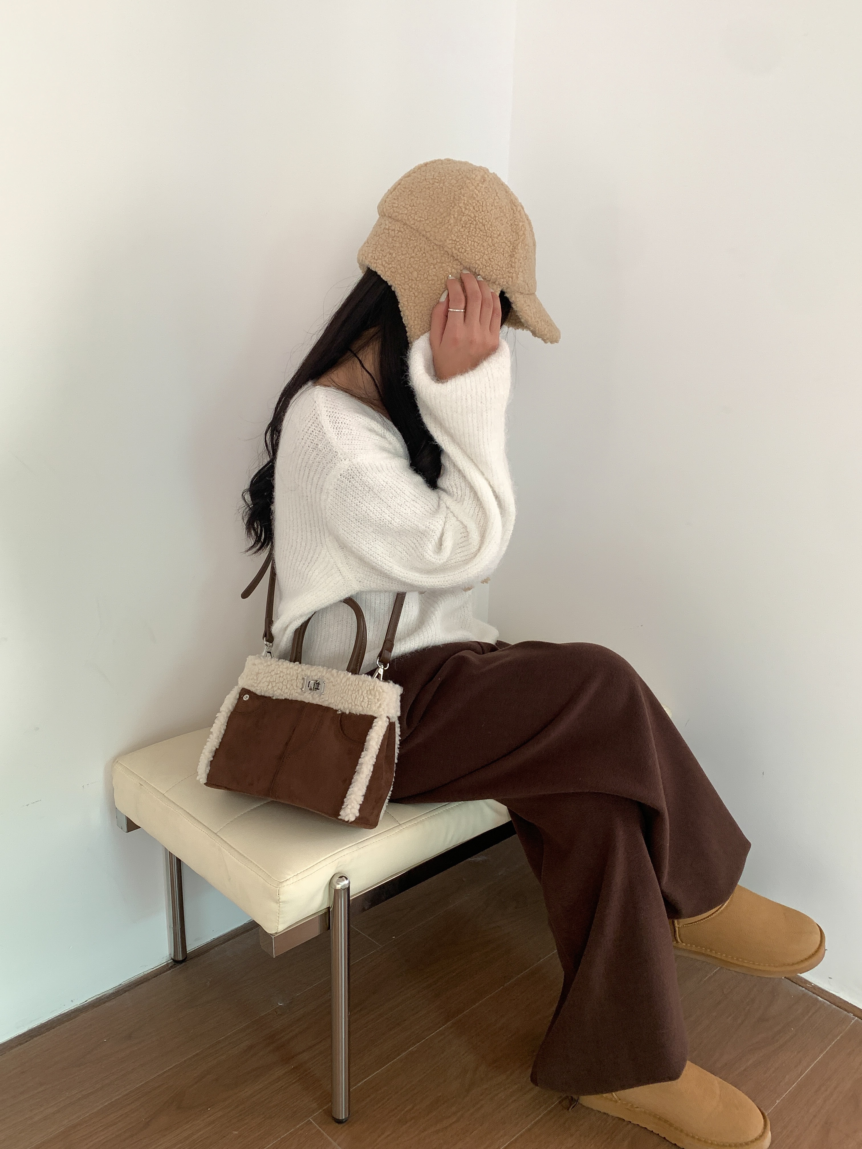 ボアレザー調コンビショルダーバッグトートバッグ2WAYストラップ付 | 詳細画像4