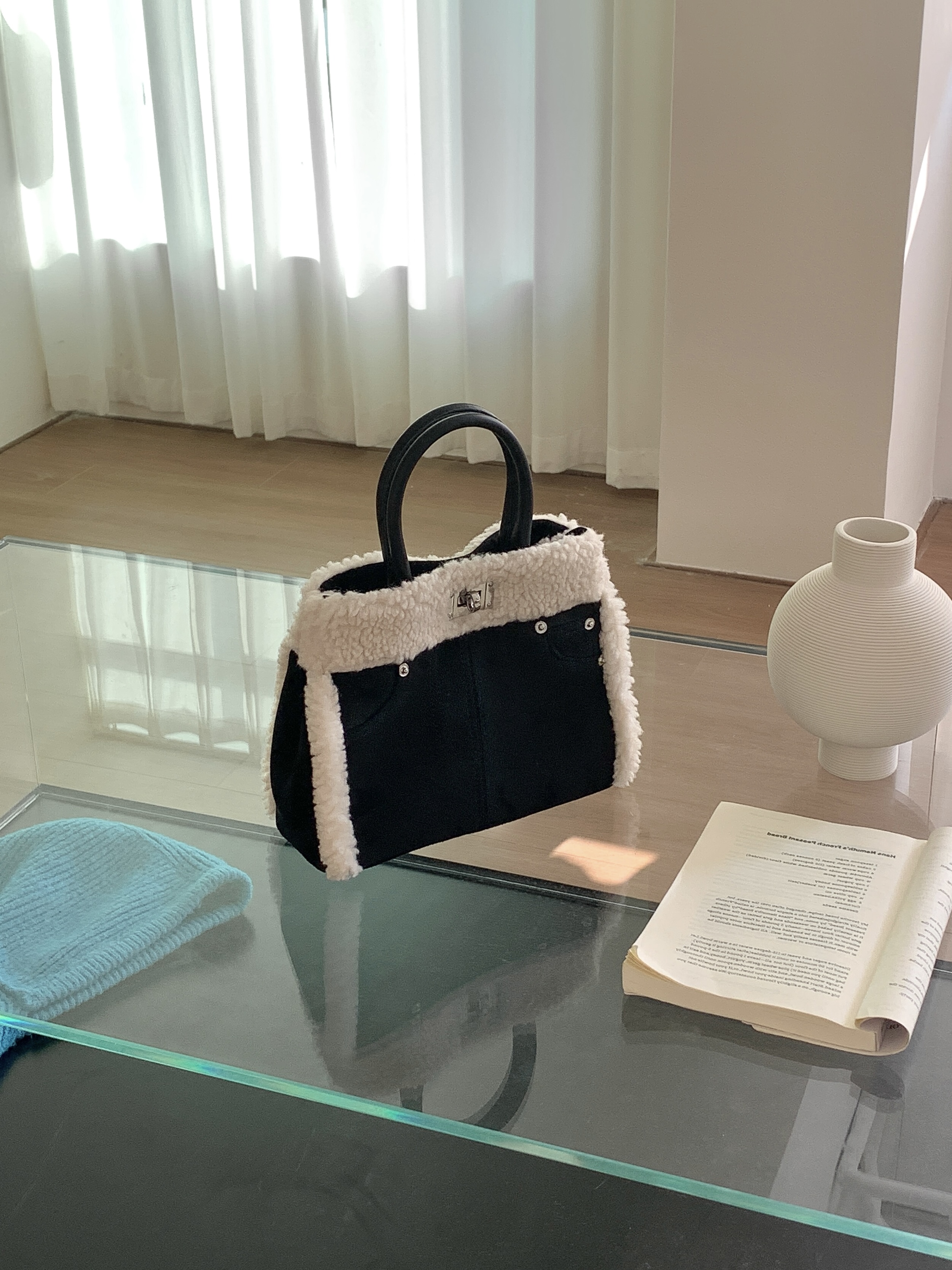 ボアレザー調コンビショルダーバッグトートバッグ2WAYストラップ付 | 詳細画像11