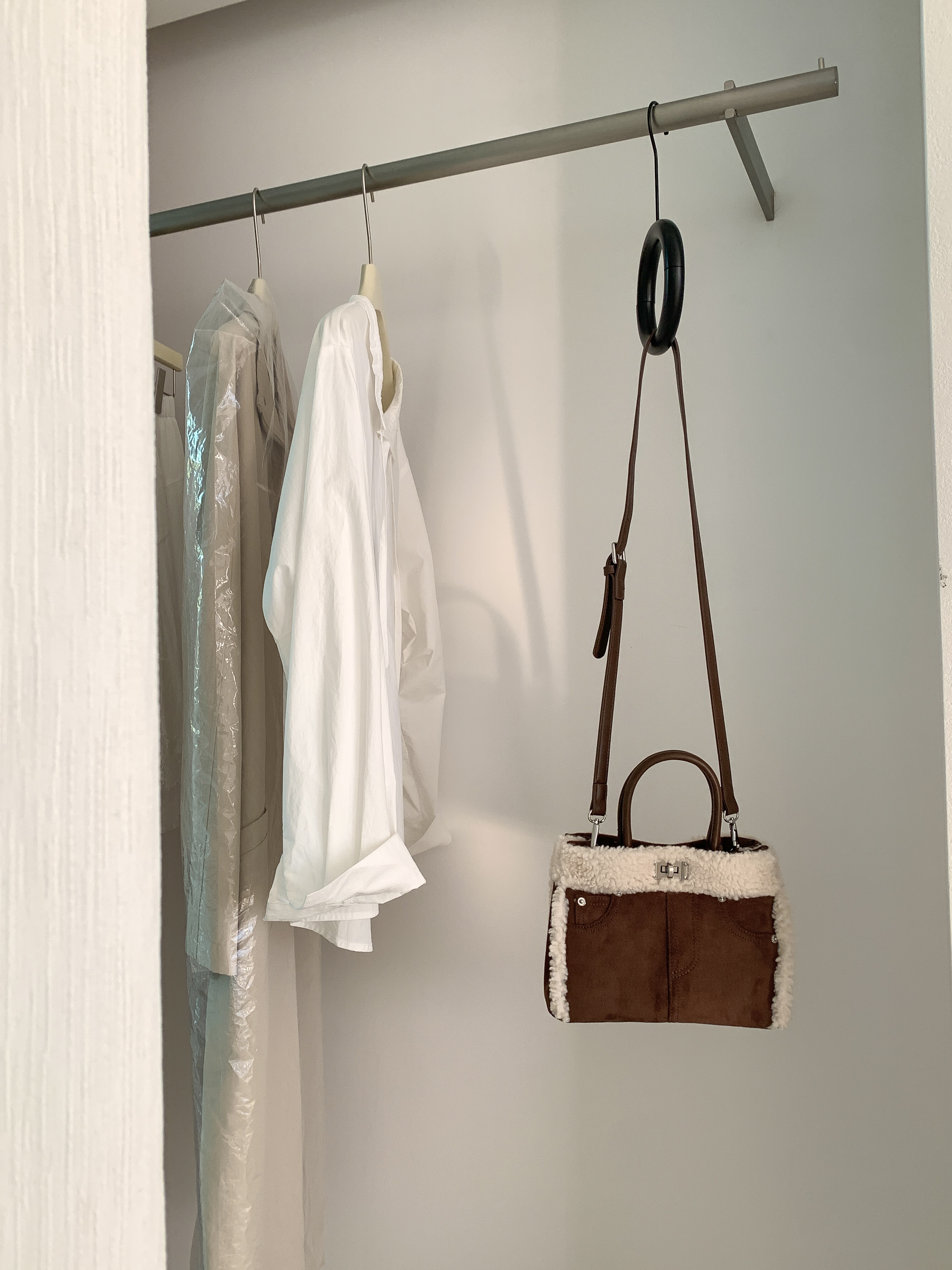 ボアレザー調コンビショルダーバッグトートバッグ2WAYストラップ付 | 詳細画像12