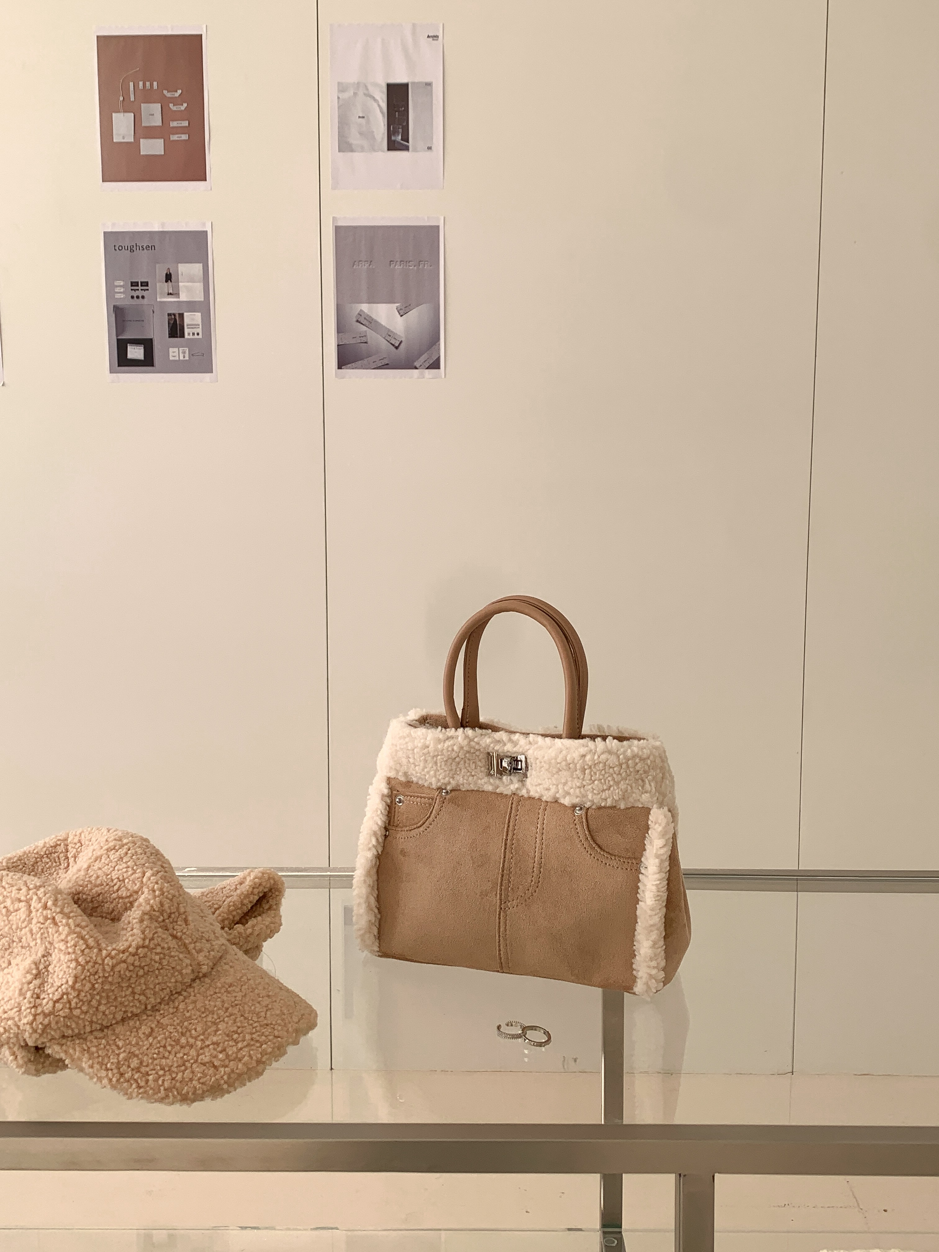 ボアレザー調コンビショルダーバッグトートバッグ2WAYストラップ付 | 詳細画像13