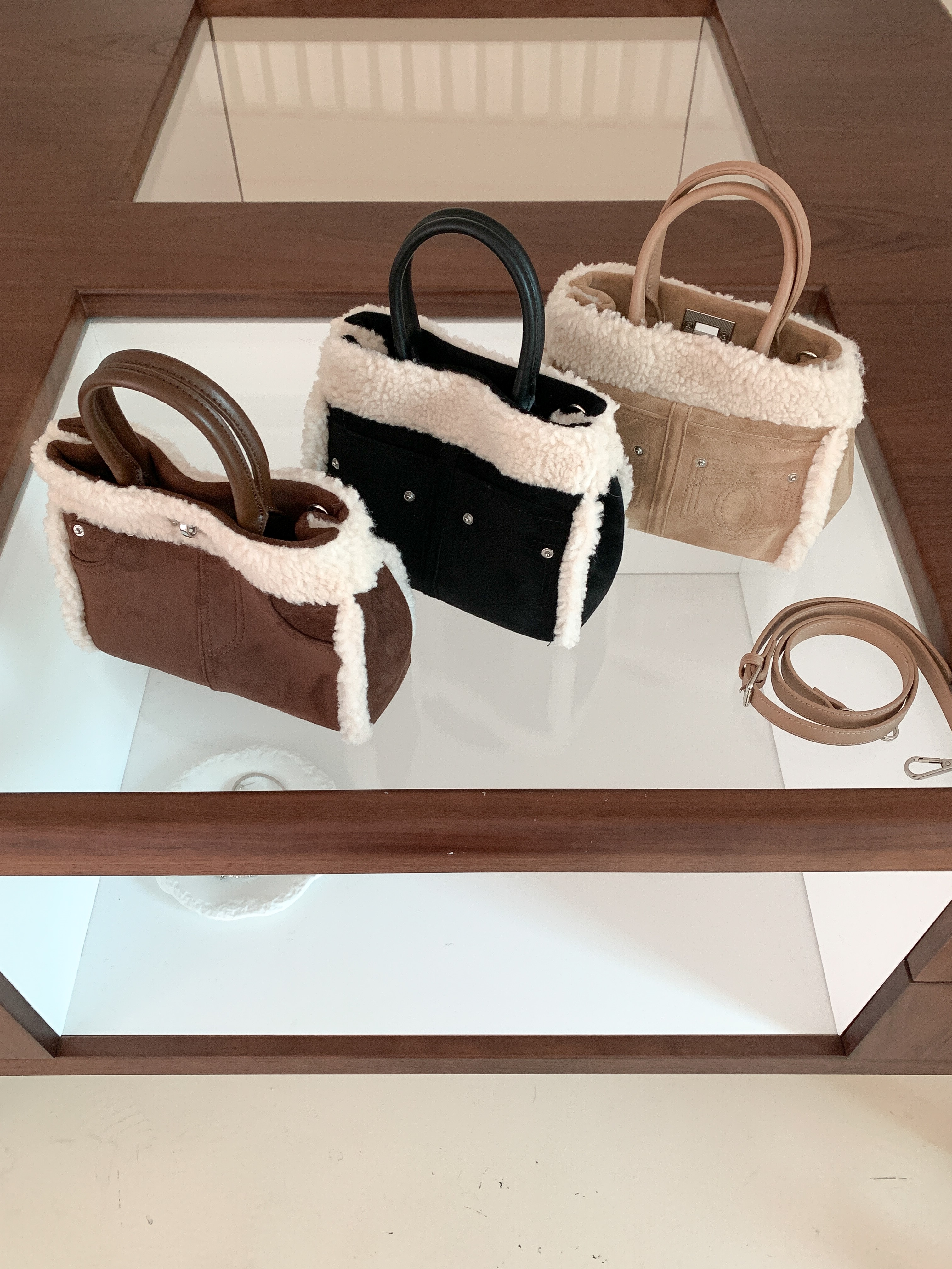 ボアレザー調コンビショルダーバッグトートバッグ2WAYストラップ付 | 詳細画像19