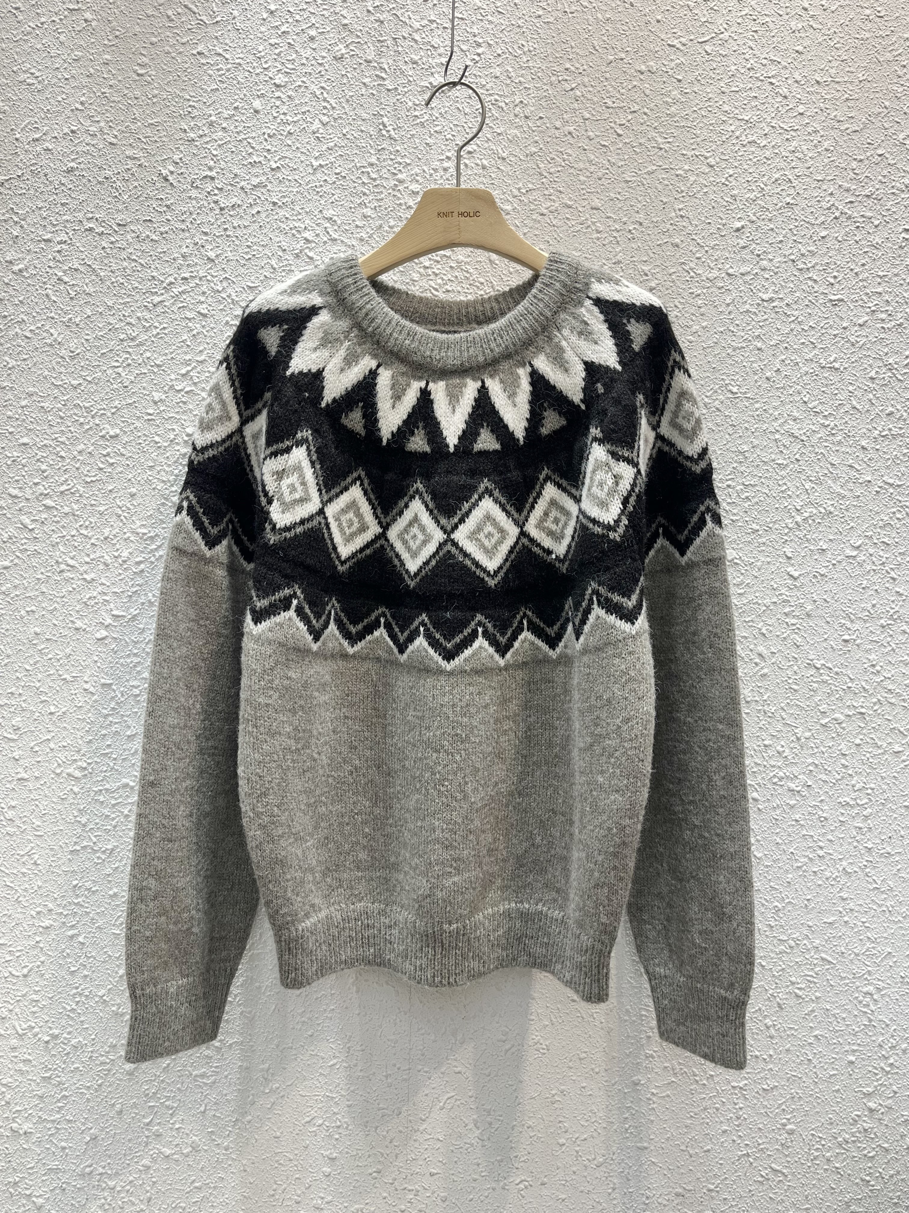 ウール混アルパカ混紡ラウンドネックベーシック長袖ノルディックニット | 詳細画像13