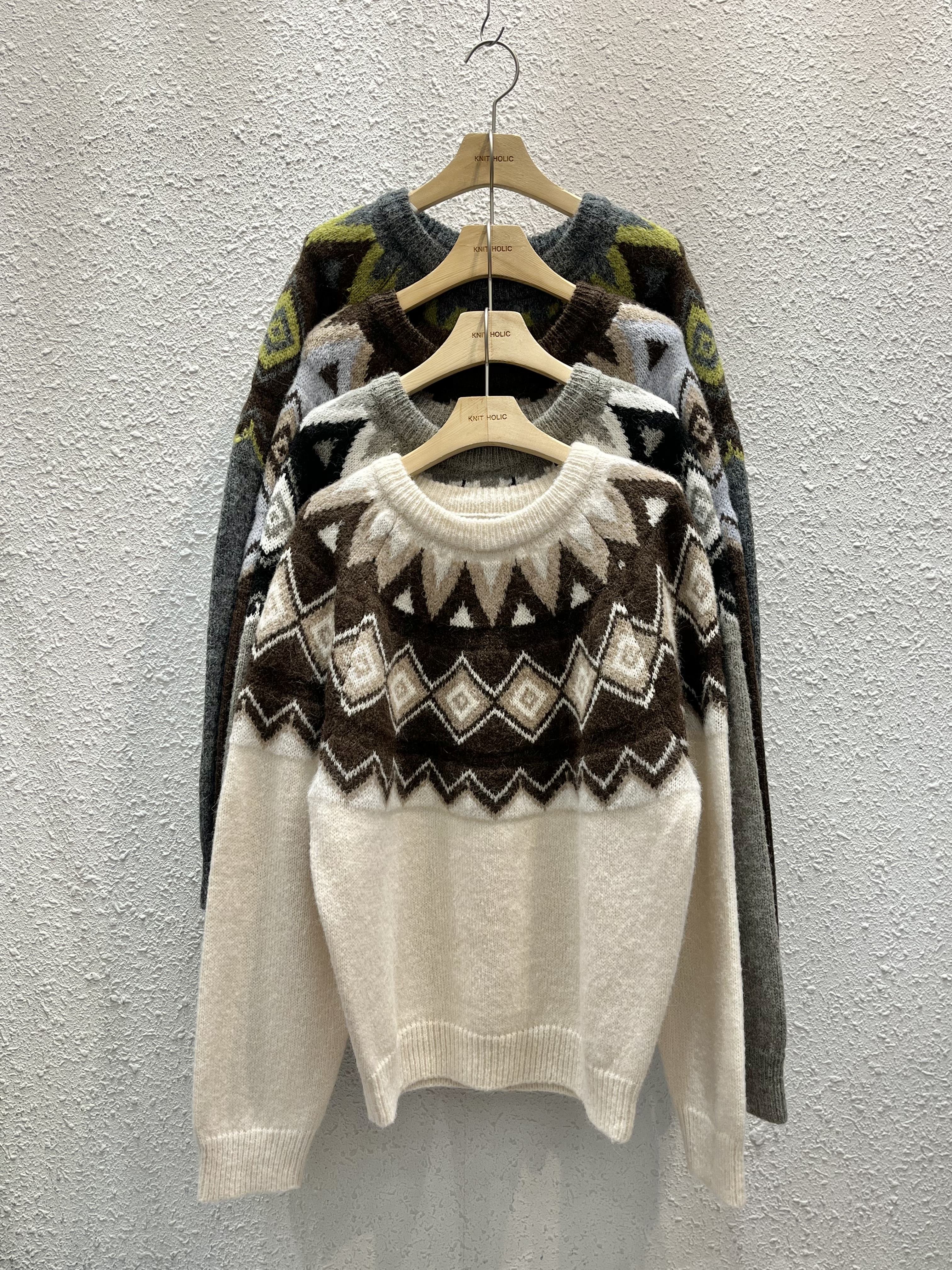 ウール混アルパカ混紡ラウンドネックベーシック長袖ノルディックニット | 詳細画像11