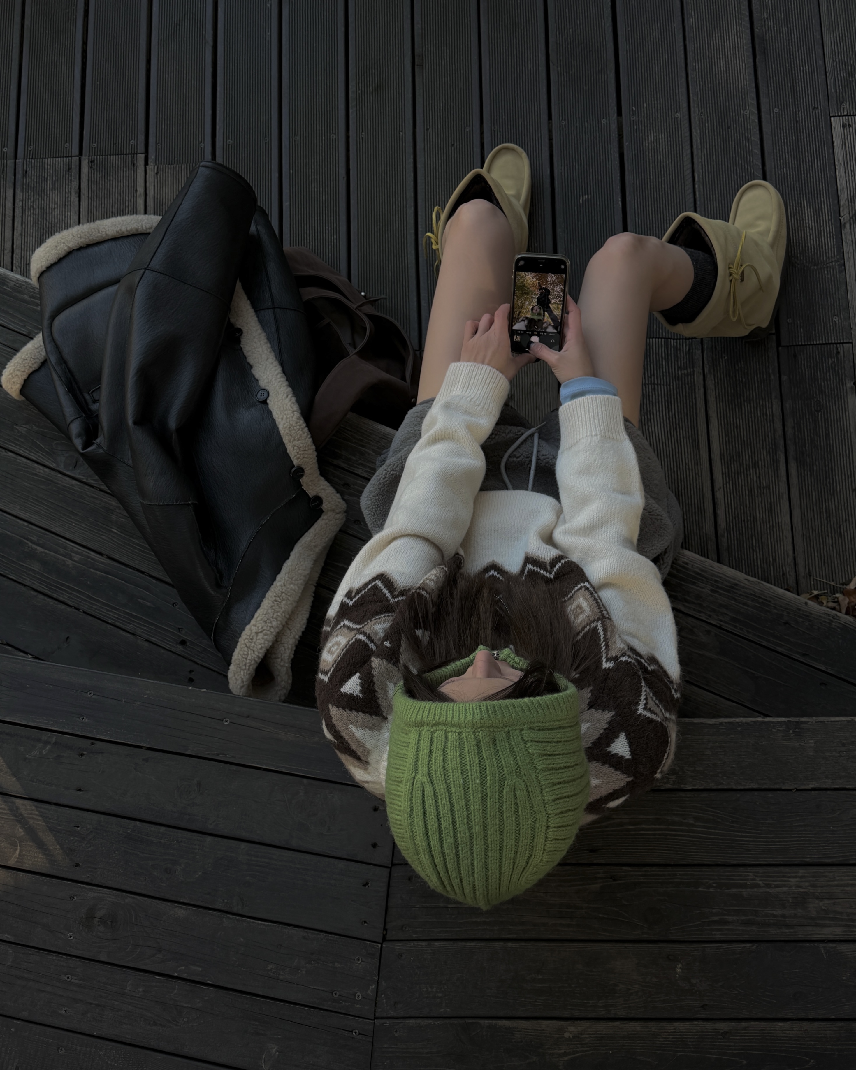 ウール混アルパカ混紡ラウンドネックベーシック長袖ノルディックニット | 詳細画像6