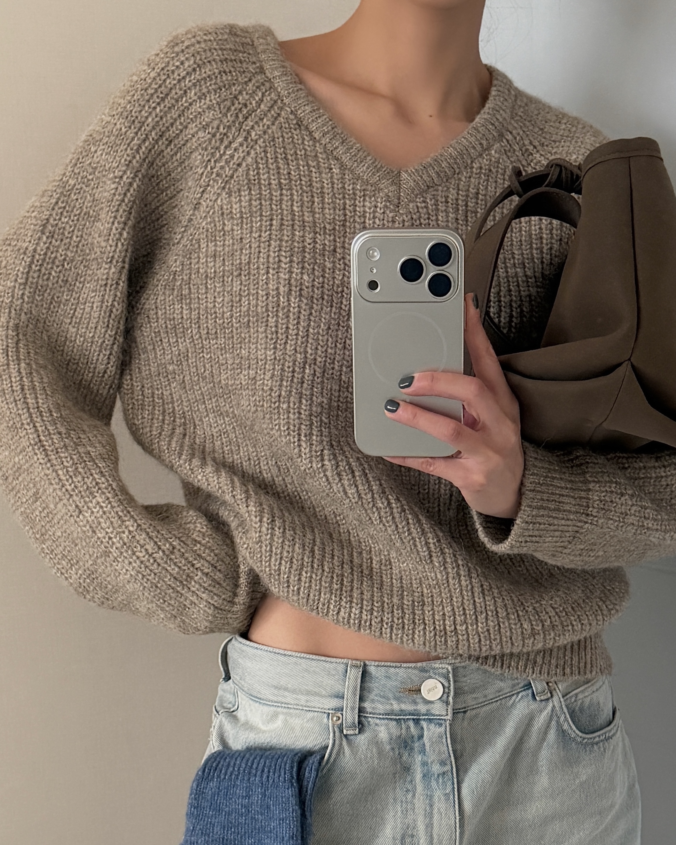 Vネックベーシック長袖ニット | 詳細画像5