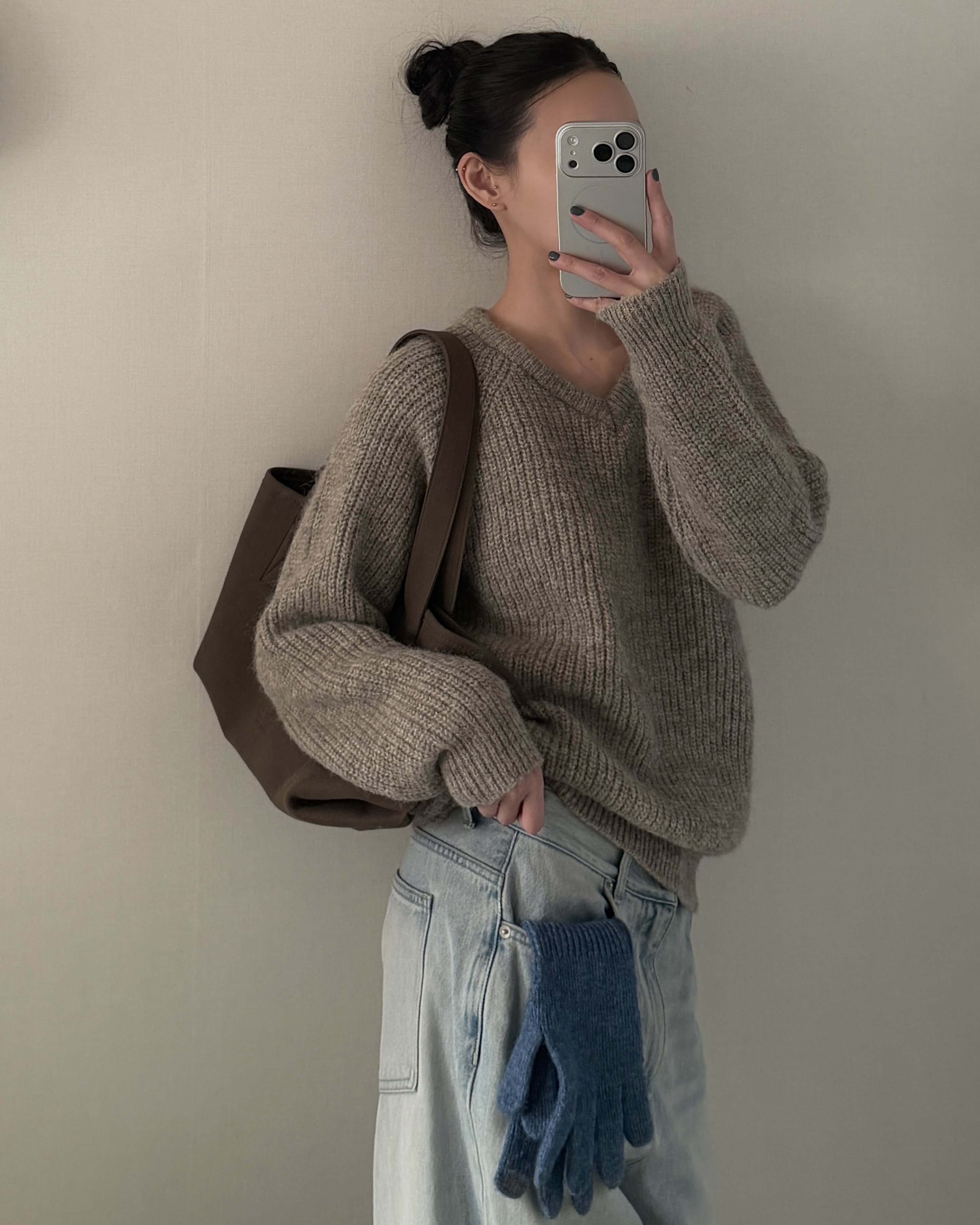 Vネックベーシック長袖ニット | 詳細画像7