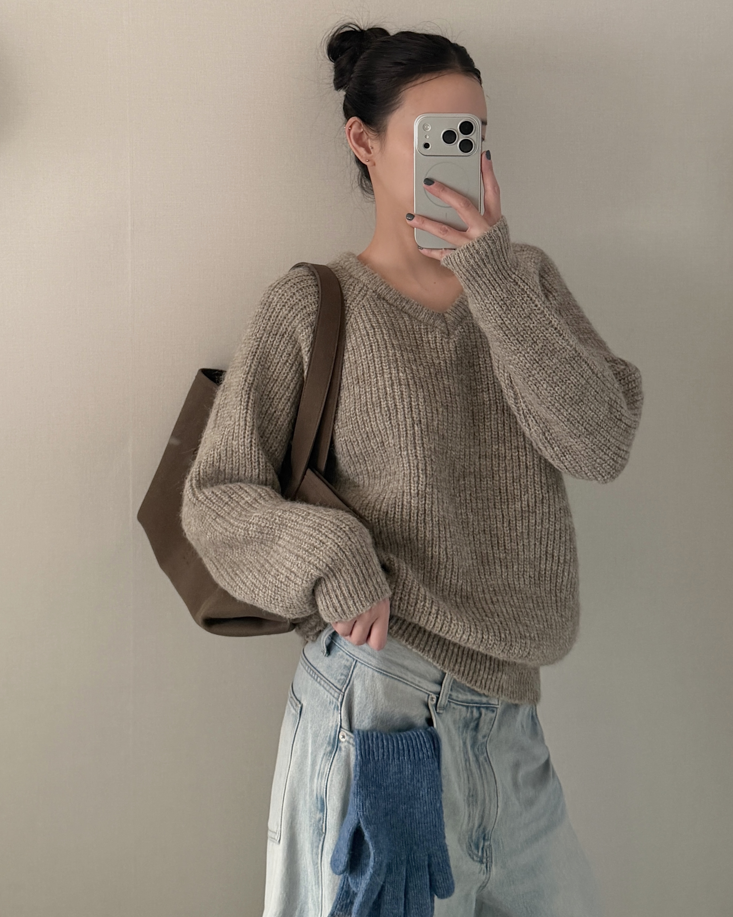 Vネックベーシック長袖ニット | 詳細画像9