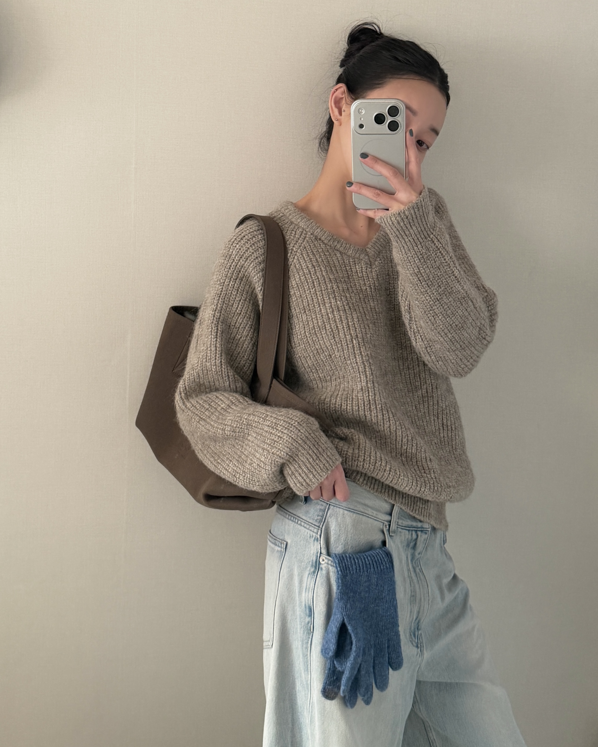 Vネックベーシック長袖ニット | 詳細画像8