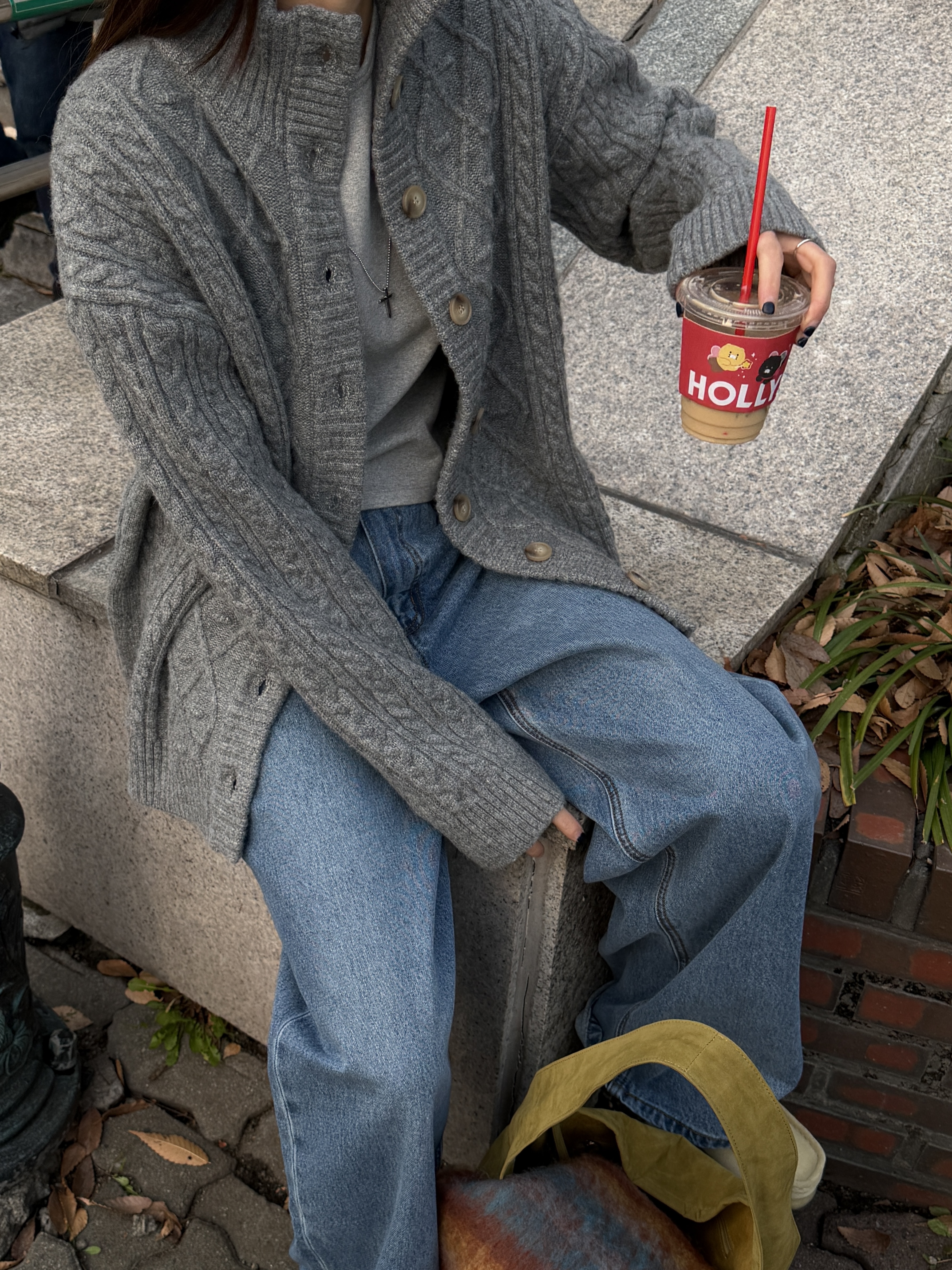 ニットボタンハイネック長袖カーディガン | 詳細画像6