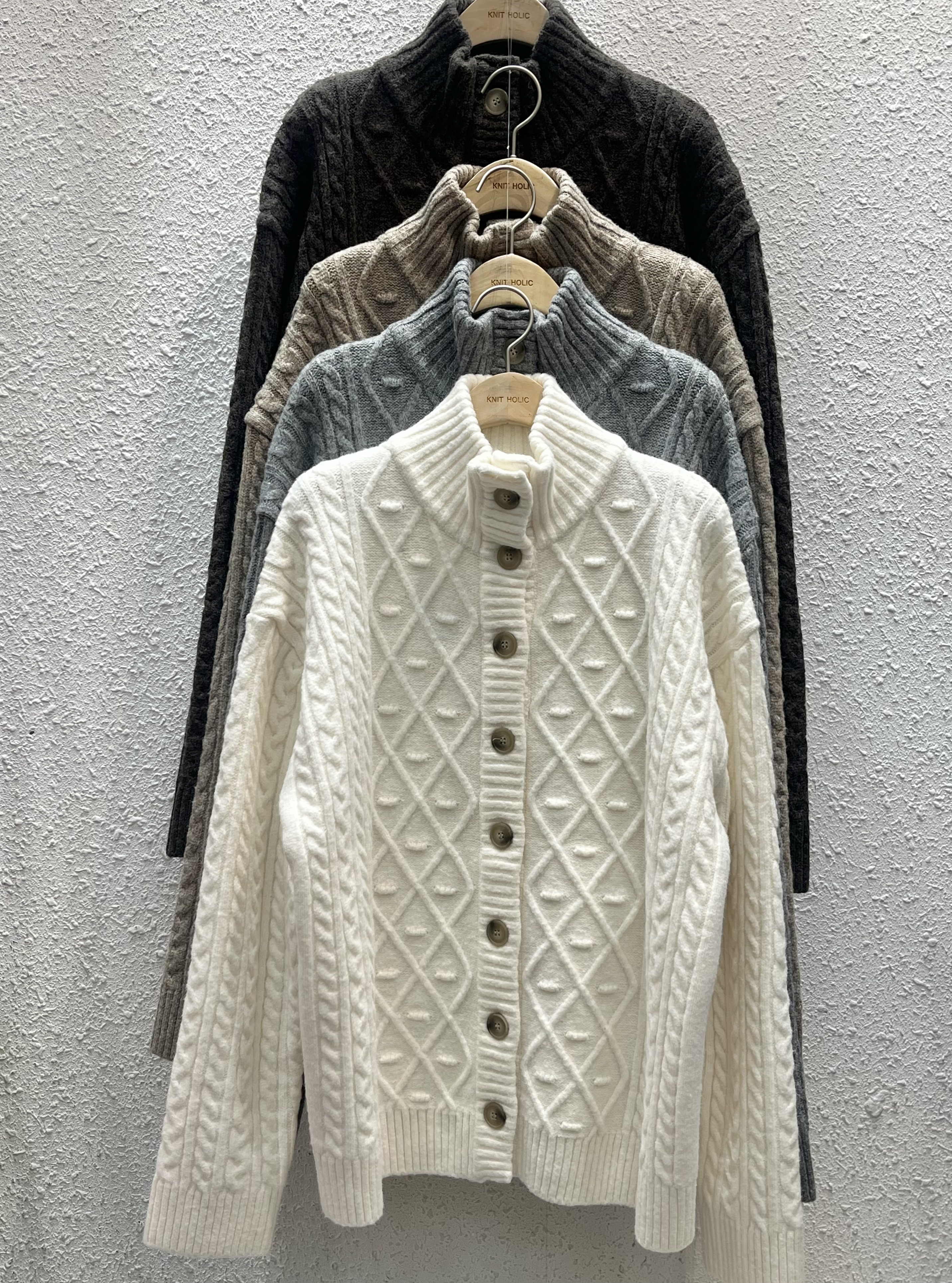 ニットボタンハイネック長袖カーディガン | 詳細画像12