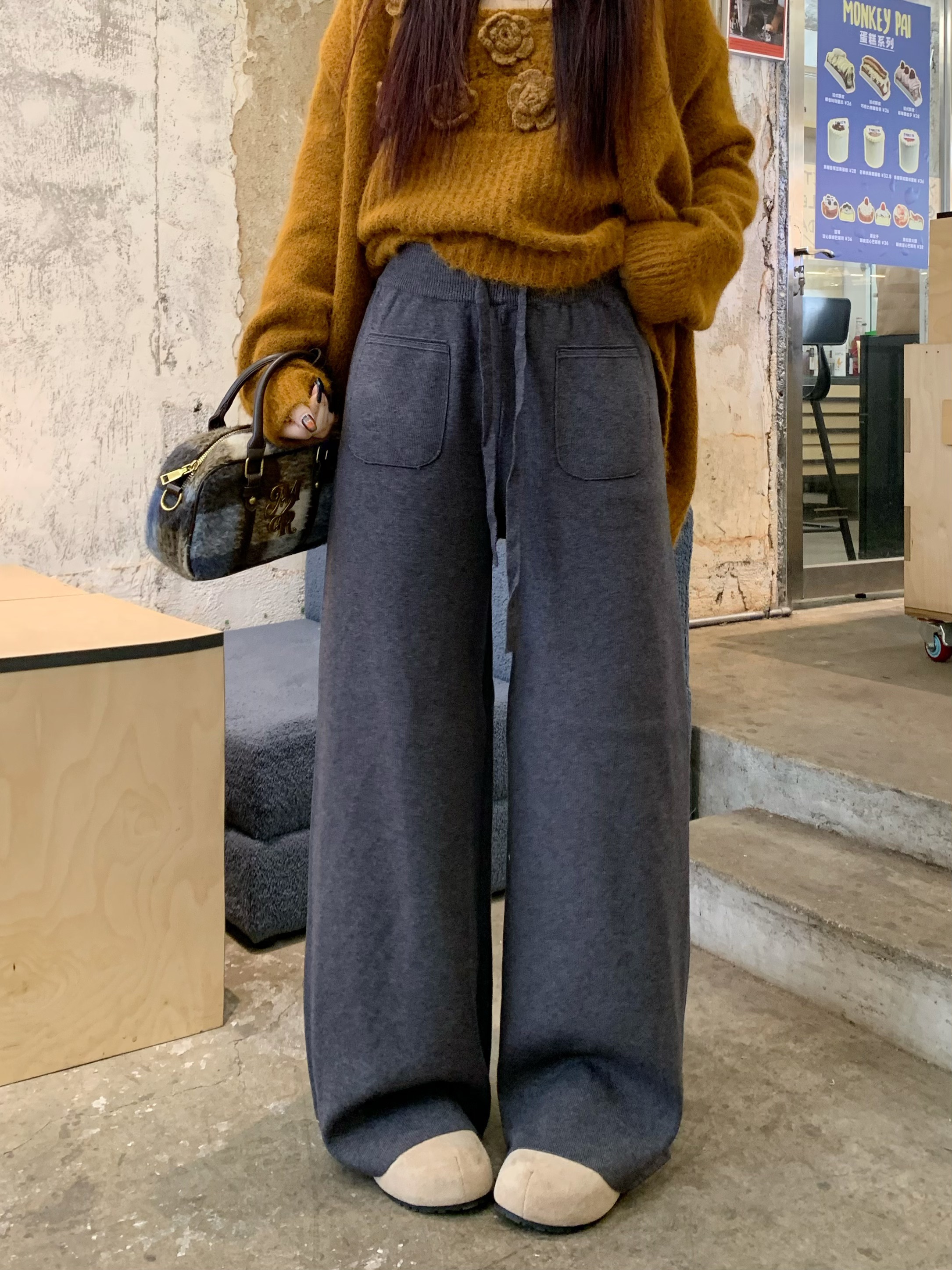 ニットポケットウエストゴムストレートワイドパンツ | 詳細画像3