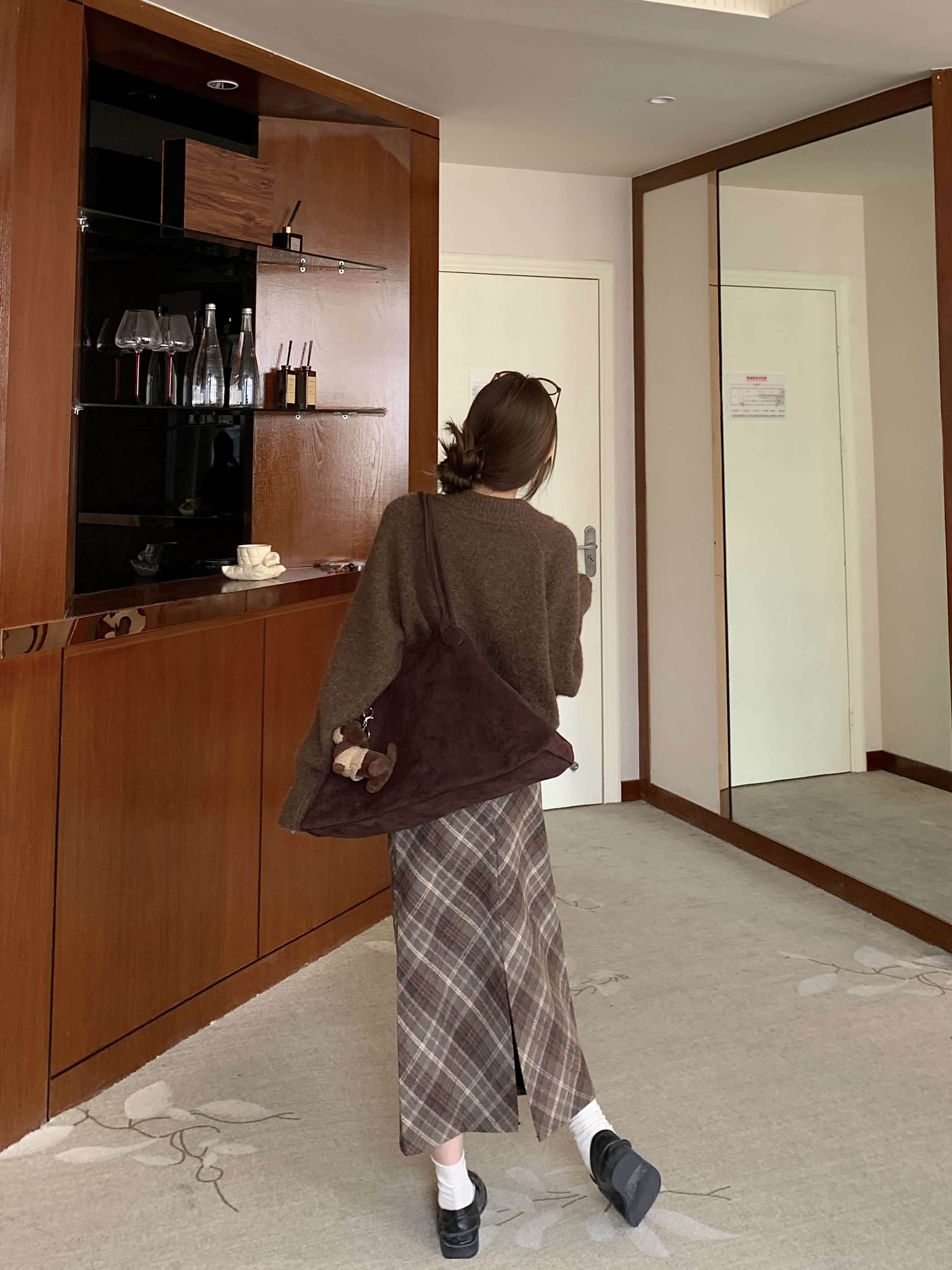 ウール混ボタンカラー長袖アーガイルニット | 詳細画像10