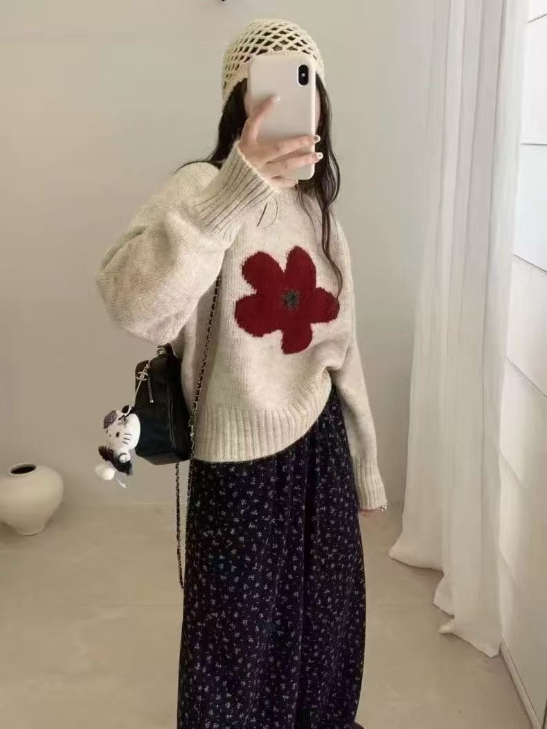 ウール混ラウンドネックベーシック長袖ニット | 詳細画像4