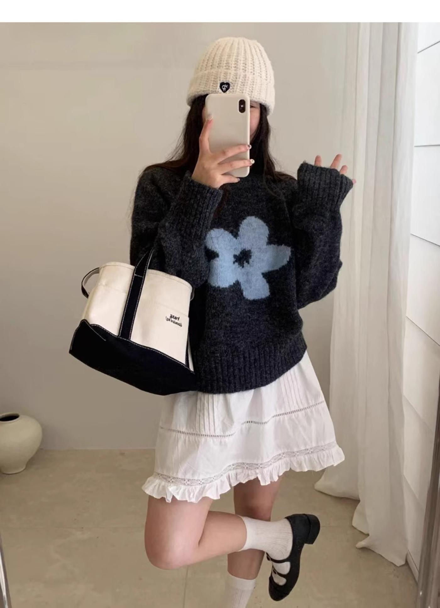 ウール混ラウンドネックベーシック長袖ニット | 詳細画像2