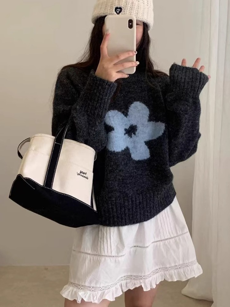 ウール混ラウンドネックベーシック長袖ニット | 詳細画像3