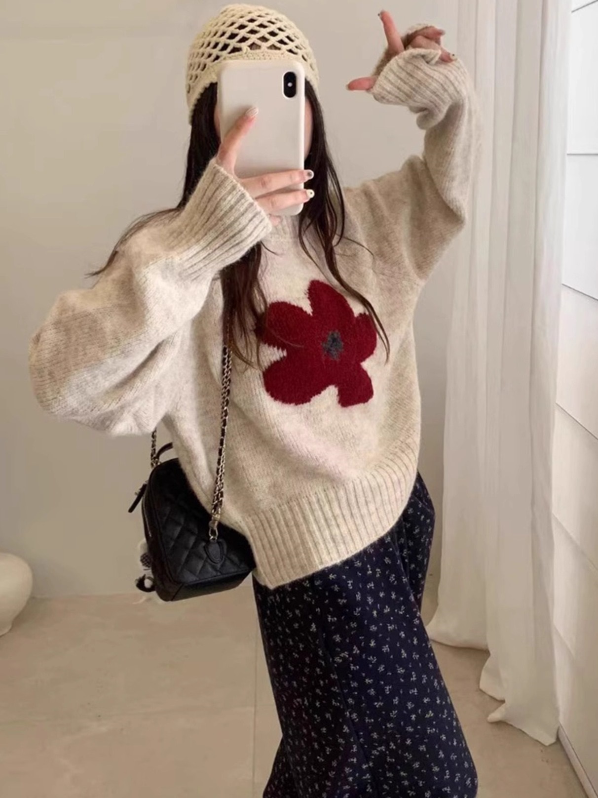 ウール混ラウンドネックベーシック長袖ニット | 詳細画像5