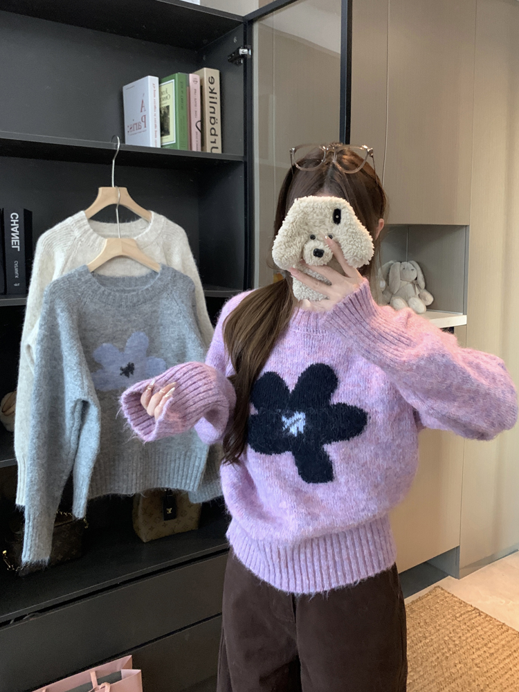 ウール混ラウンドネックベーシック長袖ニット | 詳細画像6