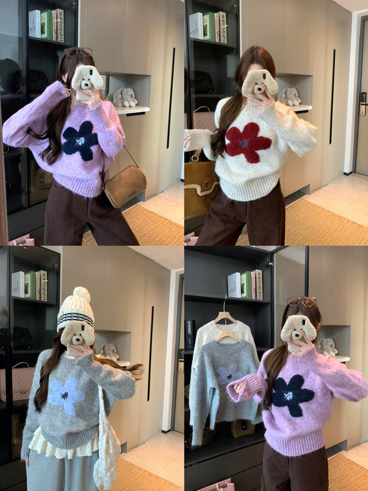 ウール混ラウンドネックベーシック長袖ニット | 詳細画像7