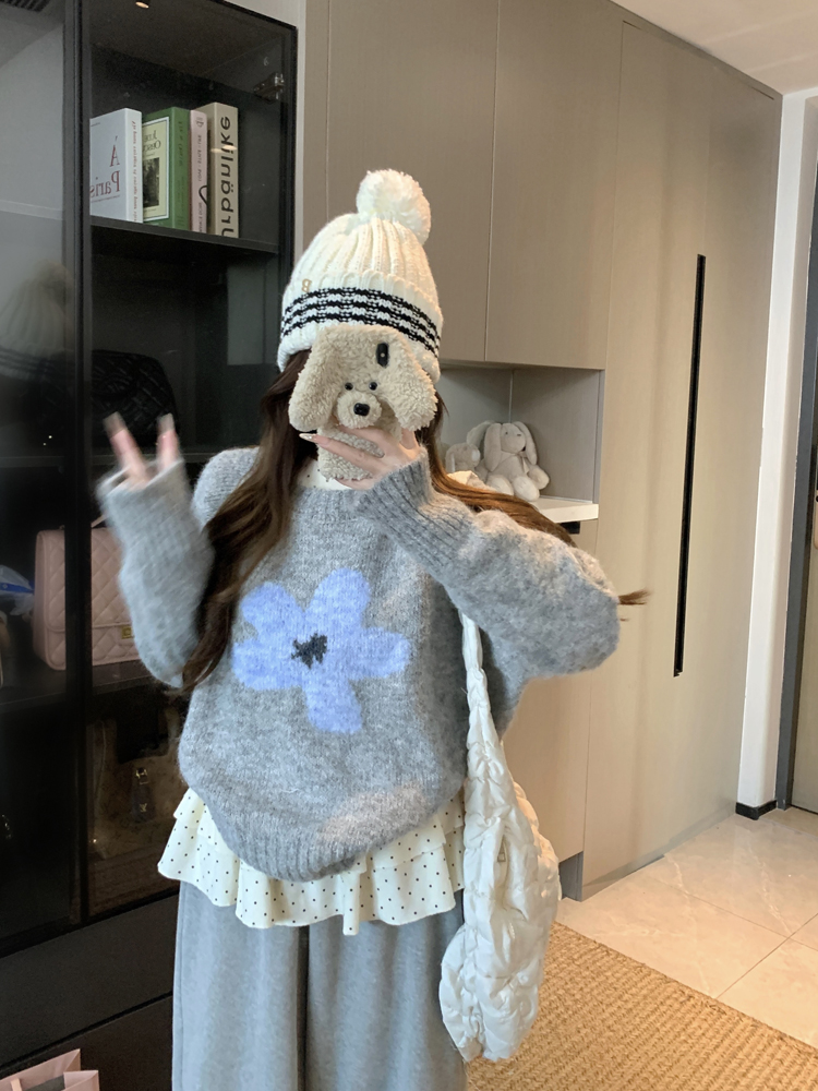 ウール混ラウンドネックベーシック長袖ニット | 詳細画像12