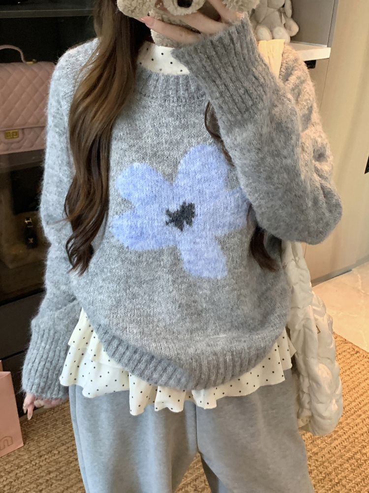 ウール混ラウンドネックベーシック長袖ニット | 詳細画像13