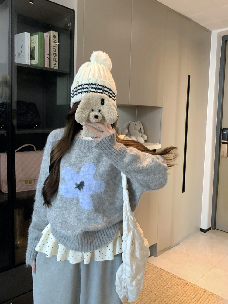 ウール混ラウンドネックベーシック長袖ニット | 詳細画像14