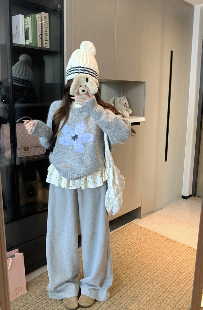 ウール混ラウンドネックベーシック長袖ニット | 詳細画像15