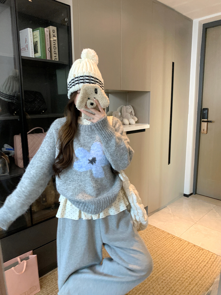 ウール混ラウンドネックベーシック長袖ニット | 詳細画像17